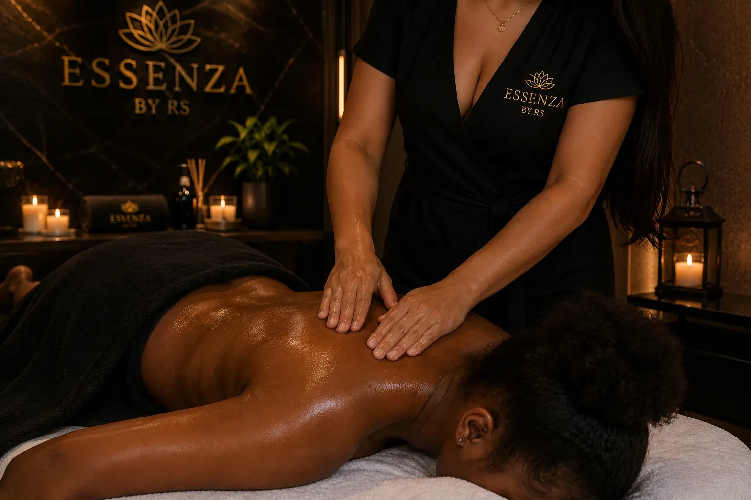 Atendimento de massoterapia na Essenza By R.S
